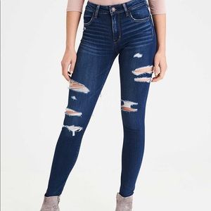 American Eagle Distressed  Dark Wash Super Stretch Jegging